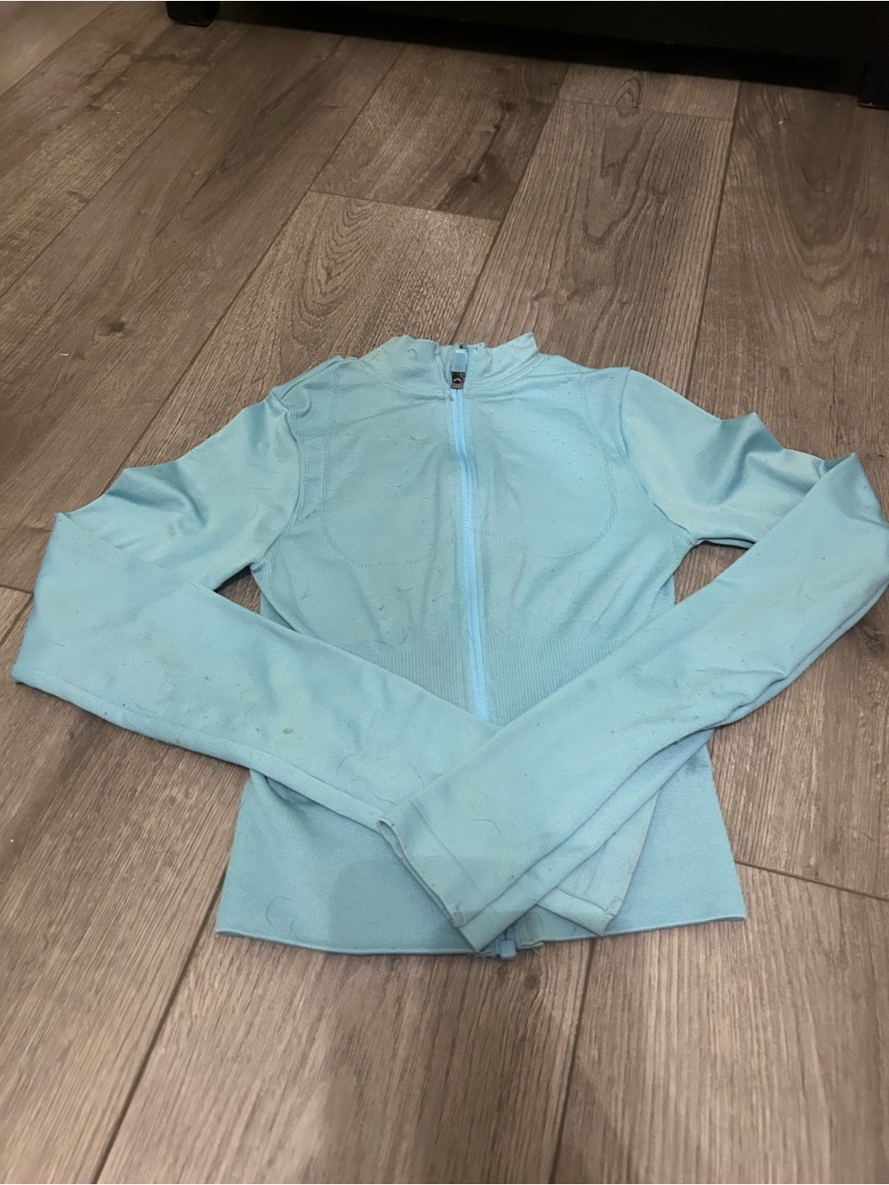 PrettyLittleThing Light Blue Zip-Up Long Sleeve Top